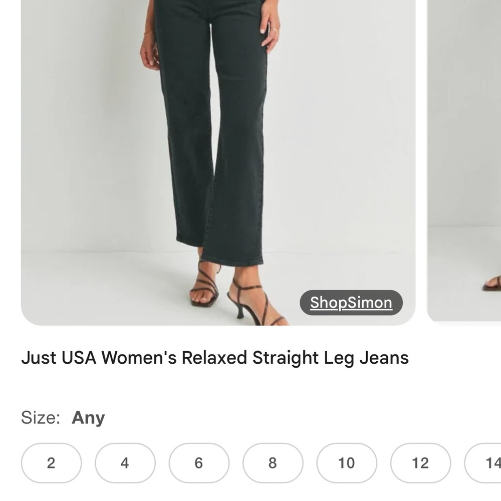 Just USA relaxed straight high rise Women's Black Jeans